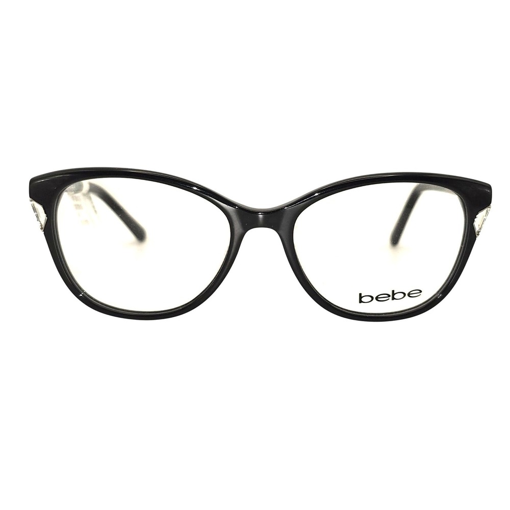 Bebe Womens Black Cat-Eye Eyeglass Frames BB4178 Jet 53-17-135‎